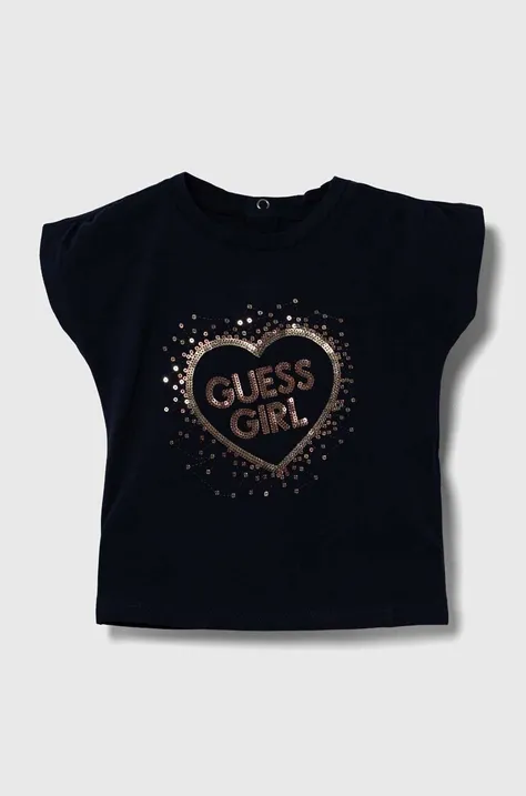 Dječja majica kratkih rukava Guess boja: tamno plava