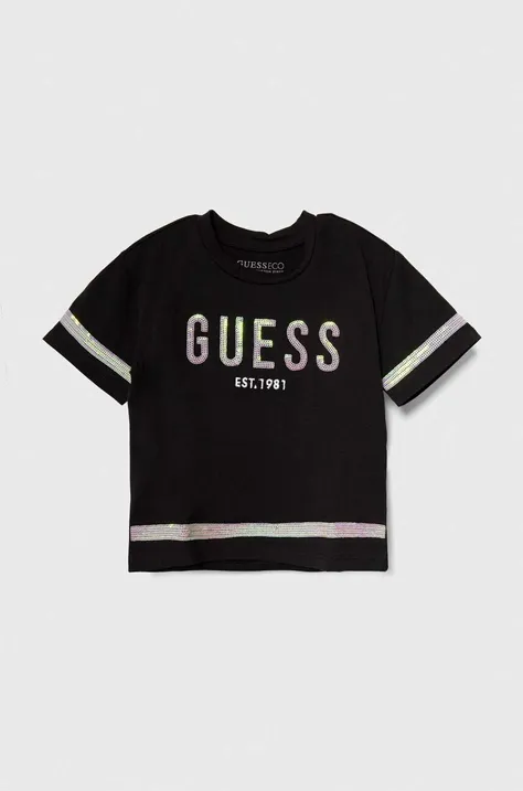 Дитяча футболка Guess колір чорний