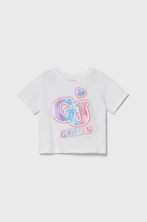 Guess t-shirt bawełniany dziecięcy kolor biały