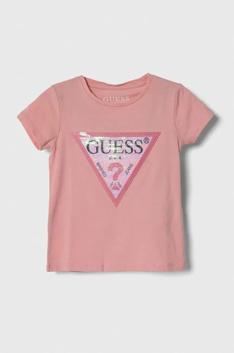 Dječja majica kratkih rukava Guess boja: ružičasta