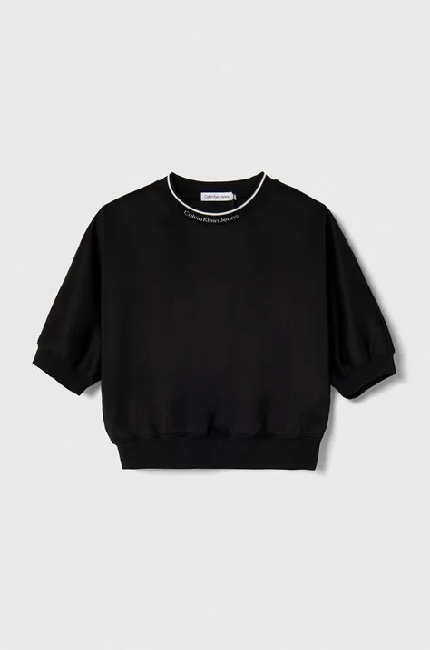 Otroška kratka majica Calvin Klein Jeans črna barva