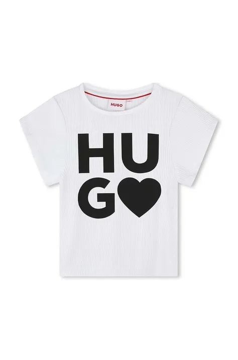 Otroška kratka majica HUGO bela barva