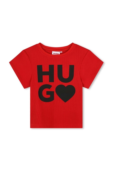 HUGO t-shirt dziecięcy kolor czerwony