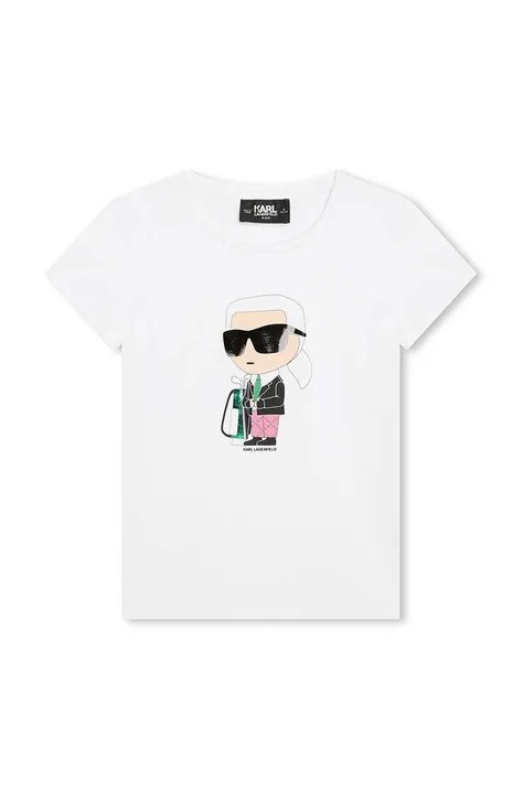Otroška kratka majica Karl Lagerfeld bela barva