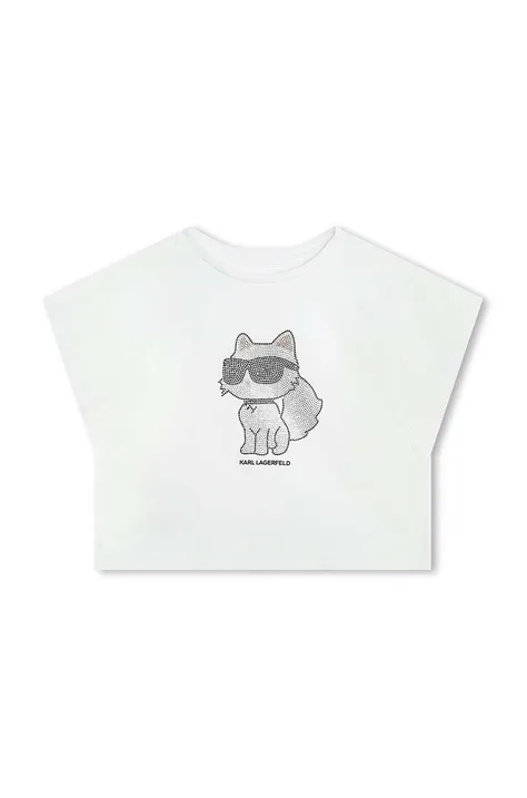 Otroška bombažna kratka majica Karl Lagerfeld bela barva