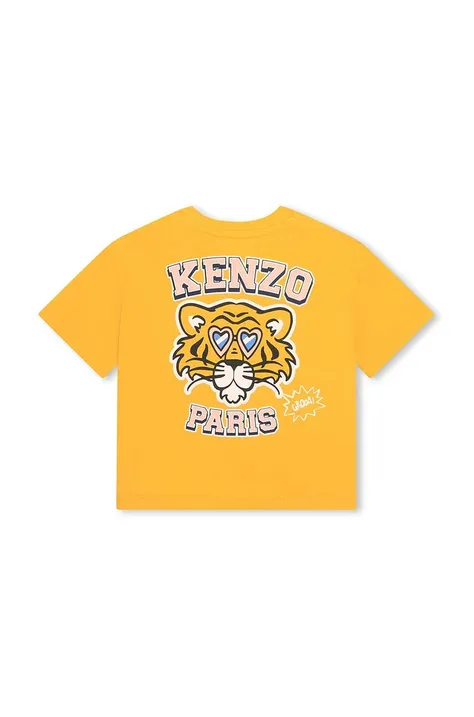 Παιδικό βαμβακερό μπλουζάκι Kenzo Kids χρώμα: κίτρινο