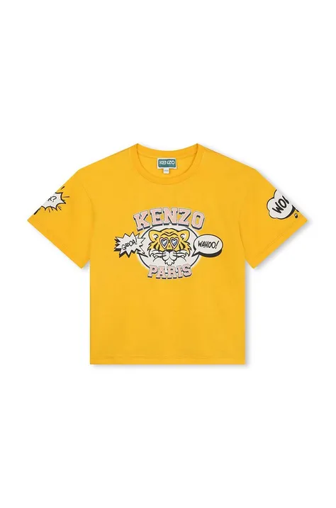 Dječja pamučna majica kratkih rukava Kenzo Kids boja: žuta