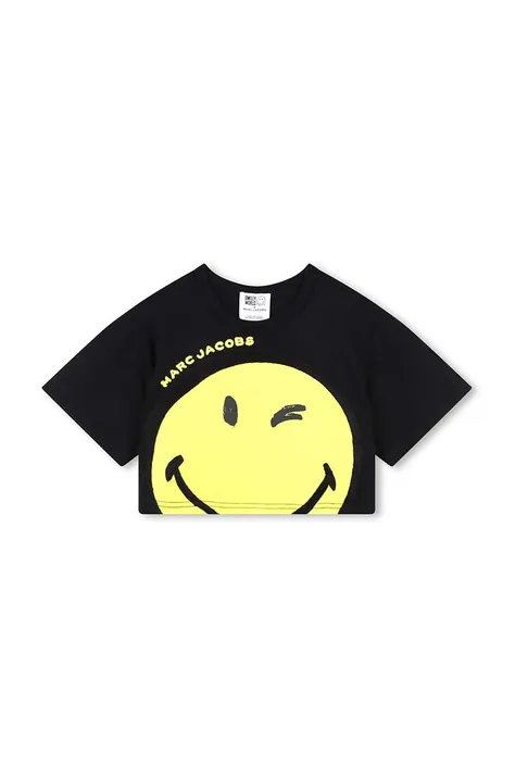 Παιδικό βαμβακερό μπλουζάκι Marc Jacobs x Smiley χρώμα: μαύρο