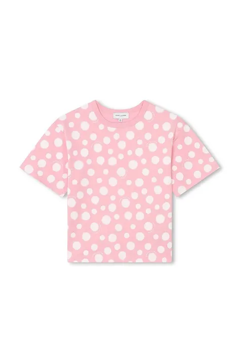 Otroška bombažna kratka majica Marc Jacobs roza barva