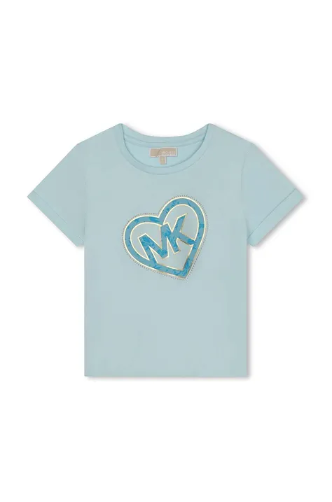 Детска памучна тениска Michael Kors в синьо