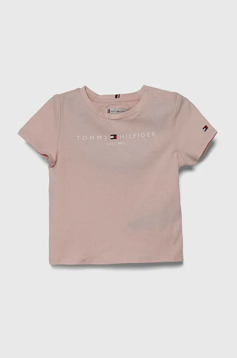 Tommy Hilfiger t-shirt bawełniany dziecięcy kolor różowy