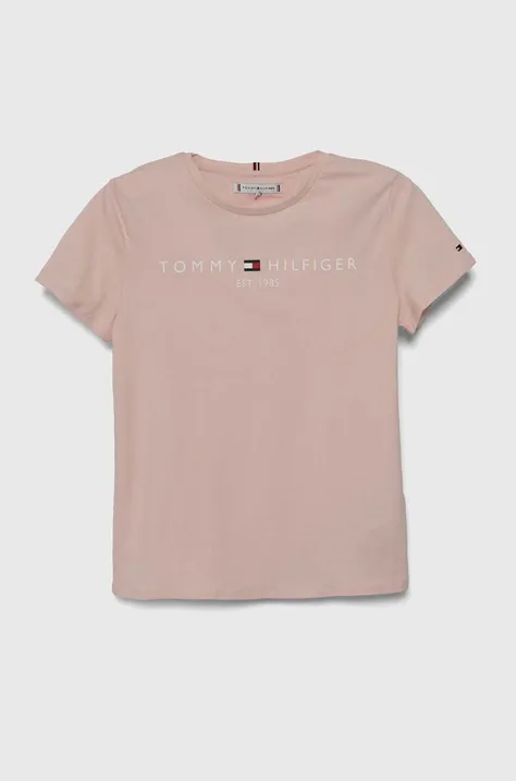 Detské bavlnené tričko Tommy Hilfiger ružová farba