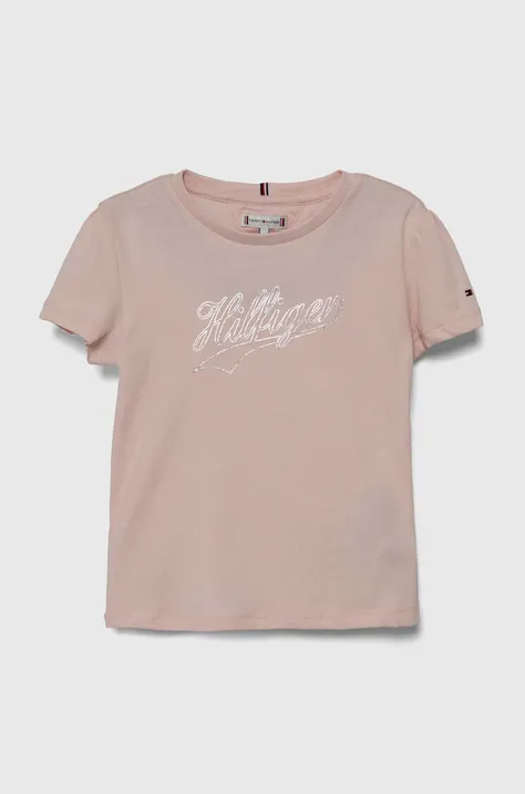 Detské tričko Tommy Hilfiger ružová farba
