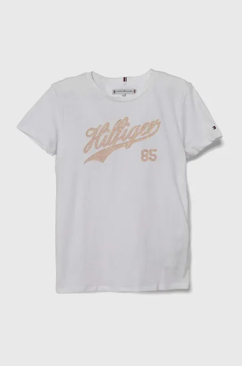 Otroška kratka majica Tommy Hilfiger bela barva
