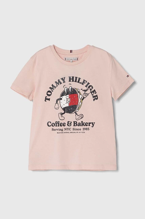 Tommy Hilfiger t-shirt bawełniany dziecięcy kolor różowy