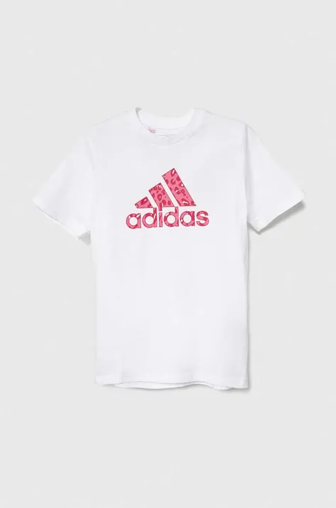 Παιδικό βαμβακερό μπλουζάκι adidas χρώμα: άσπρο
