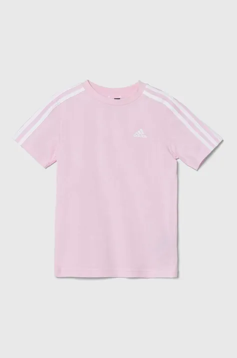 Дитяча бавовняна футболка adidas колір рожевий