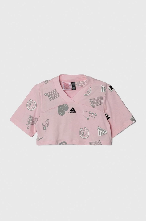 adidas t-shirt bawełniany dziecięcy kolor różowy