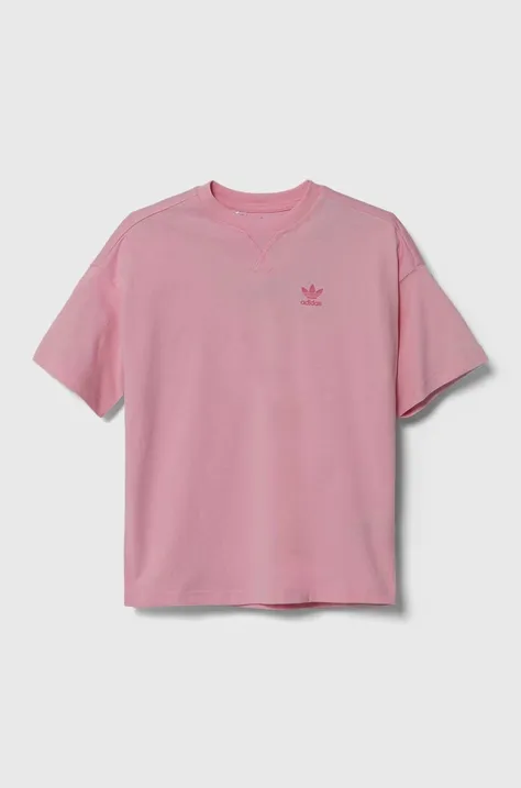 Detské bavlnené tričko adidas Originals ružová farba