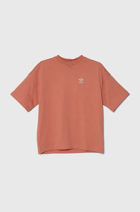 Otroška bombažna kratka majica adidas Originals oranžna barva