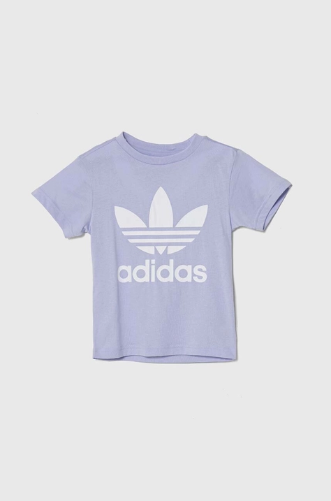 Dětské bavlněné tričko adidas Originals fialová barva