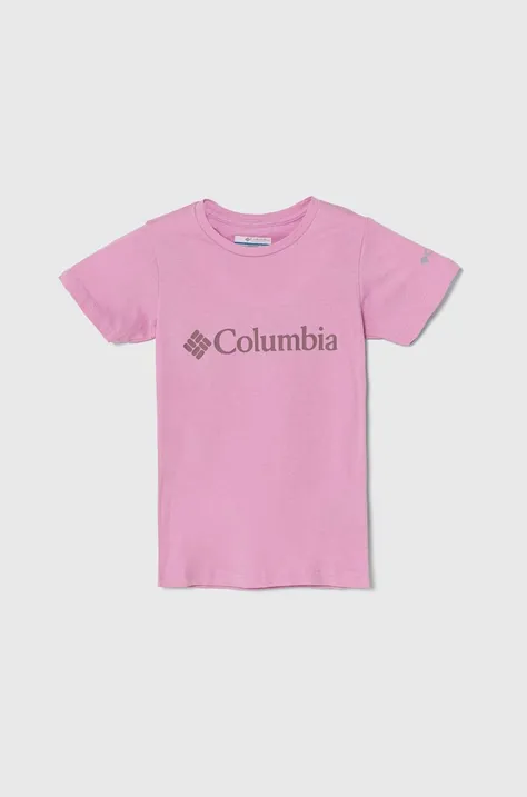 Дитяча бавовняна футболка Columbia Mission Lake Short колір рожевий
