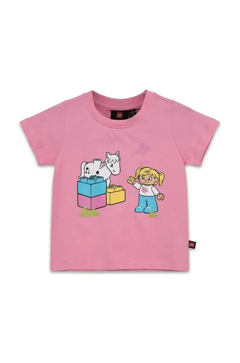 Детская хлопковая футболка Lego цвет розовый
