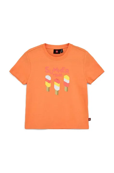Detské bavlnené tričko Lego oranžová farba