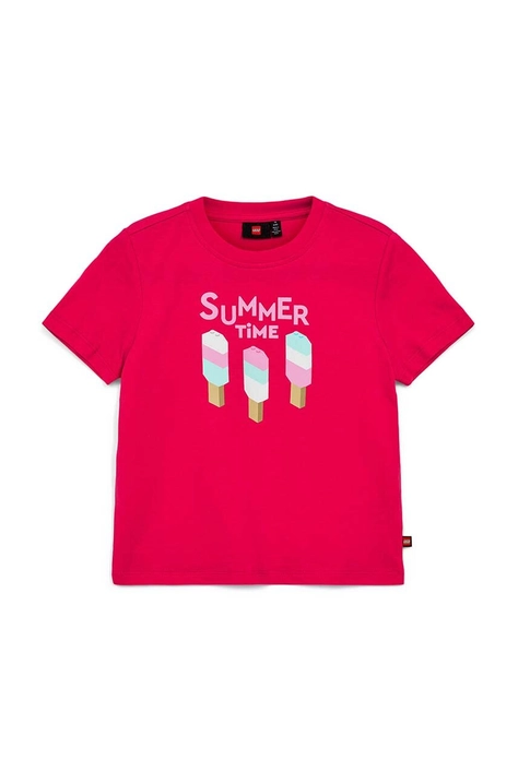 Lego t-shirt in cotone per bambini colore rosa