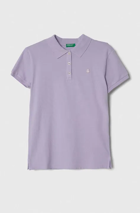 Παιδικό πουκάμισο πόλο United Colors of Benetton χρώμα: μοβ