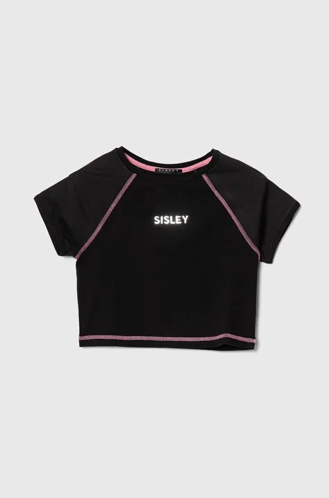 Παιδικό μπλουζάκι Sisley χρώμα: μαύρο