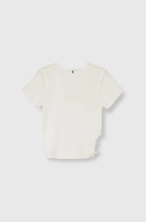 Sisley t-shirt bawełniany dziecięcy kolor biały