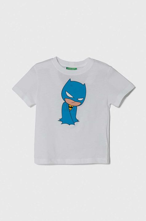 Παιδικό βαμβακερό μπλουζάκι United Colors of Benetton χρώμα: άσπρο