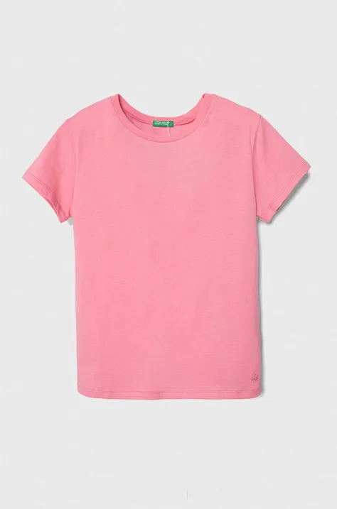 Дитяча бавовняна футболка United Colors of Benetton колір рожевий