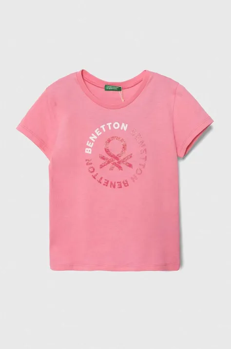 United Colors of Benetton t-shirt in cotone per bambini colore rosa
