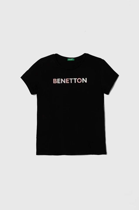 Дитяча бавовняна футболка United Colors of Benetton колір чорний