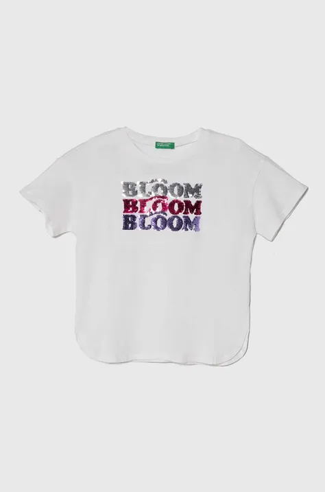 United Colors of Benetton t-shirt in cotone per bambini colore bianco