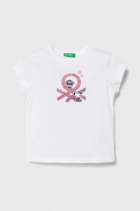 United Colors of Benetton t-shirt in cotone per bambini colore bianco