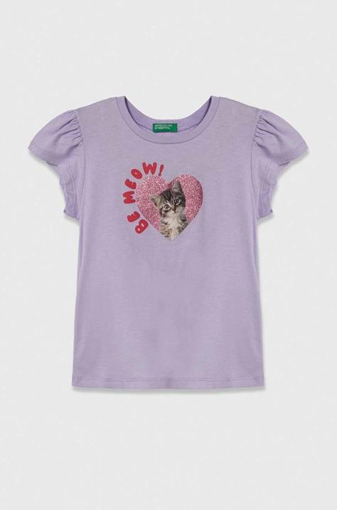 United Colors of Benetton t-shirt in cotone per bambini colore violetto