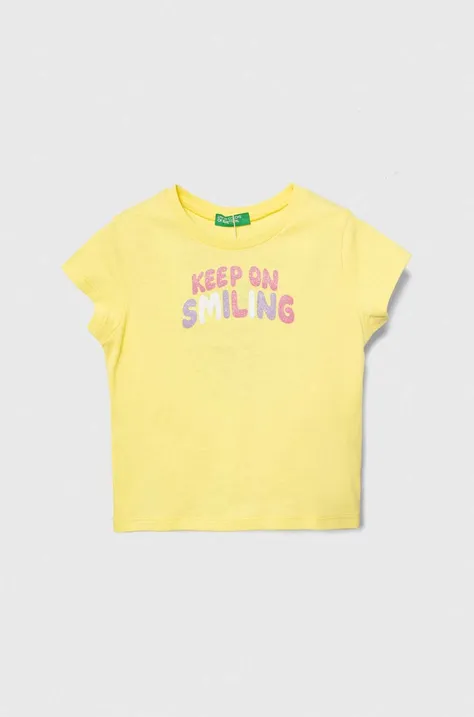 United Colors of Benetton t-shirt bawełniany dziecięcy kolor żółty