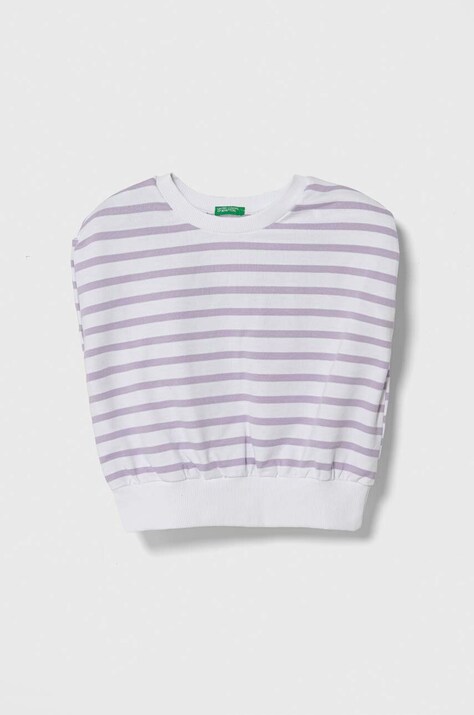 Detské bavlnený top United Colors of Benetton fialová farba