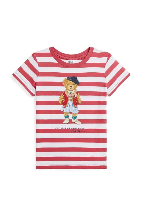 Детска памучна тениска Polo Ralph Lauren в червено