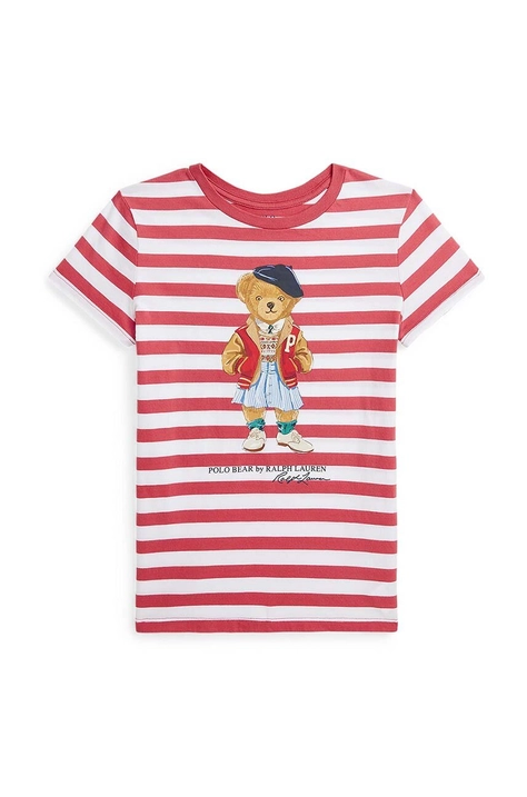 Polo Ralph Lauren tricou de bumbac pentru copii culoarea rosu