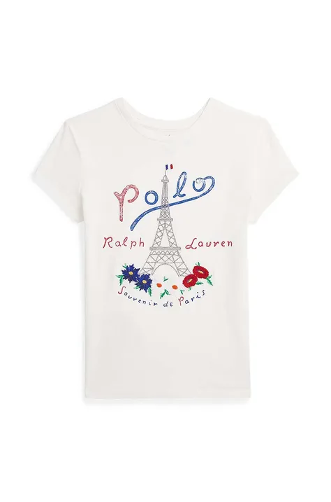 Детска памучна тениска Polo Ralph Lauren в бяло