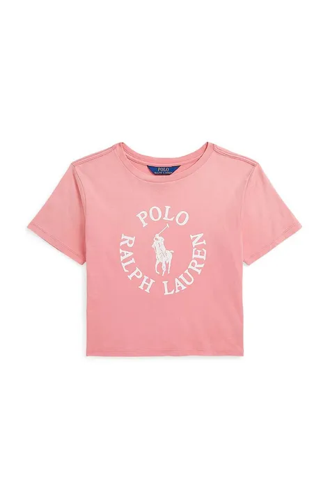 Παιδικό βαμβακερό μπλουζάκι Polo Ralph Lauren χρώμα: ροζ