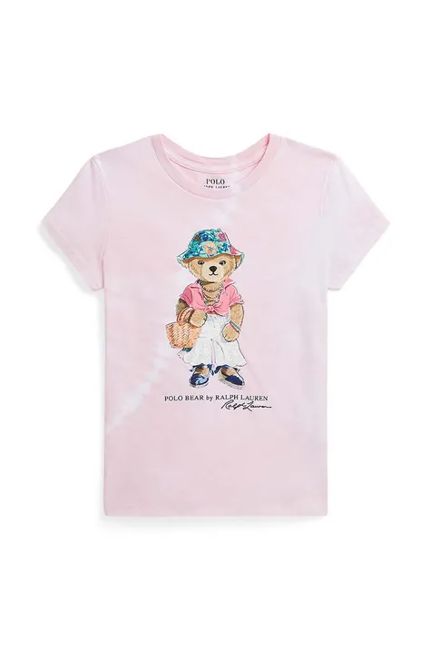 Детская хлопковая футболка Polo Ralph Lauren цвет розовый