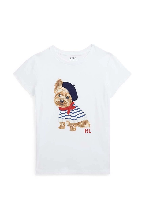 Dětské bavlněné tričko Polo Ralph Lauren bílá barva