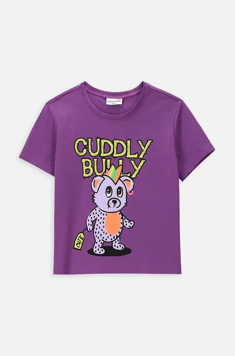 Otroška kratka majica Coccodrillo vijolična barva