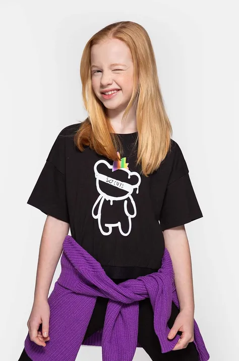 Παιδικό μπλουζάκι Coccodrillo χρώμα: μαύρο