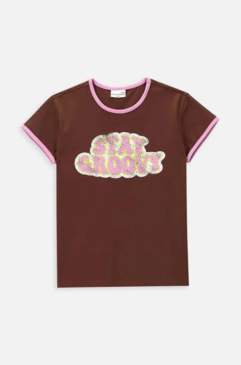 Coccodrillo t-shirt dziecięcy kolor brązowy